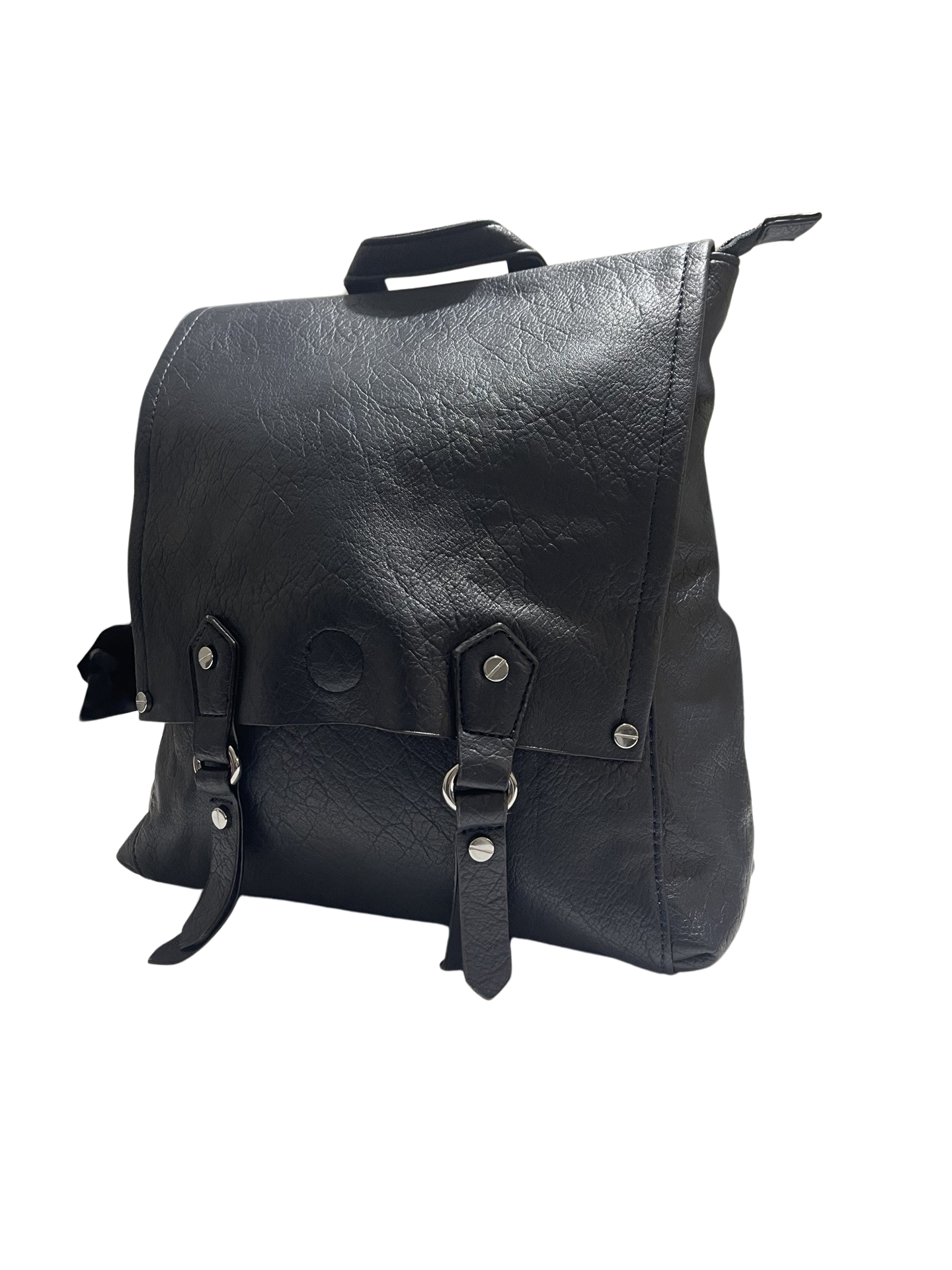 Dunkelblauer Rucksack mit doppeltem Druckknopf und geräumigem Innen- und Außenreißverschluss
